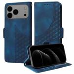For iPhone 17 Pro Max Embossed Rhombus Starry Leather Phone Case(Blue)