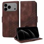 For iPhone 17 Pro Max Embossed Rhombus Starry Leather Phone Case(Brown)