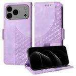 For iPhone 17 Pro Max Embossed Rhombus Starry Leather Phone Case(Purple)