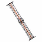 For Apple Watch SE 2023 44mm Stainless Steel Watch Band(Silver Orange)