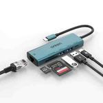 Onten UC122 6 in 1 USB-C / Type-C to SD + TF Card + USB 3.0 HUB with 5V Input & 100Mbps Network Card