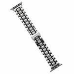 For Apple Watch Series 9 41mm Five-Beads Stainless Steel Watch Band(Silver Black)