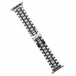 For Apple Watch Series 2 42mm Five-Beads Stainless Steel Watch Band(Silver Black)