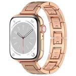For Apple Watch Series 9 45mm H Slim Stainless Steel Watch Band(Rose Gold)