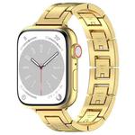 For Apple Watch Series 8 45mm H Slim Stainless Steel Watch Band(Gold)