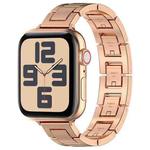 For Apple Watch SE 2022 44mm H Slim Stainless Steel Watch Band(Rose Gold)
