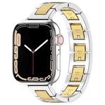 For Apple Watch Series 7 41mm H Slim Stainless Steel Watch Band(Silver Gold)
