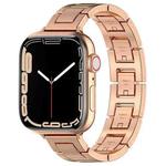 For Apple Watch Series 7 45mm H Slim Stainless Steel Watch Band(Rose Gold)