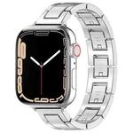 For Apple Watch Series 7 45mm H Slim Stainless Steel Watch Band(Silver)