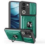 For vivo V29e / Y200 5G / V30 Lite 5G Sliding Camshield TPU+PC Phone Case with Card Slot(Dark Green)