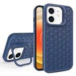For iPhone 12 Honeycomb Radiating Lens Holder Magsafe Phone Case(Blue)
