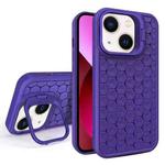 For iPhone 13 Honeycomb Radiating Lens Holder Magsafe Phone Case(Purple)