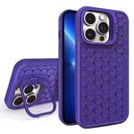 For iPhone 13 Pro Honeycomb Radiating Lens Holder Magsafe Phone Case(Purple)