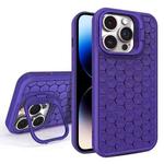 For iPhone 14 Pro Max Honeycomb Radiating Lens Holder Magsafe Phone Case(Purple)