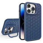 For iPhone 14 Pro Honeycomb Radiating Lens Holder Magsafe Phone Case(Blue)
