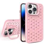 For iPhone 14 Pro Honeycomb Radiating Lens Holder Magsafe Phone Case(Pink)