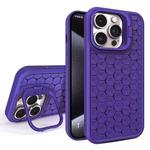 For iPhone 15 Pro Honeycomb Radiating Lens Holder Magsafe Phone Case(Purple)