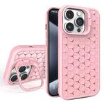 For iPhone 15 Pro Max Honeycomb Radiating Lens Holder Magsafe Phone Case(Pink)