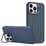 For iPhone 16 Pro Honeycomb Radiating Lens Holder Magsafe Phone Case(Blue)