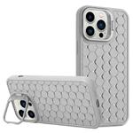 For iPhone 16 Pro Honeycomb Radiating Lens Holder Magsafe Phone Case(Grey)