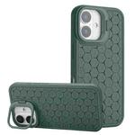 For iPhone 16 Plus Honeycomb Radiating Lens Holder Magsafe Phone Case(Green)