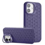 For iPhone 16 Plus Honeycomb Radiating Lens Holder Magsafe Phone Case(Purple)