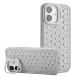 For iPhone 16 Plus Honeycomb Radiating Lens Holder Magsafe Phone Case(Grey)