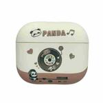 For AirPods Pro Panda Records Pattern Earbuds Box Frosted TPU Case(White)