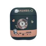 For AirPods 2 / 1 Panda Records Pattern Earbuds Box Frosted TPU Case(Black)