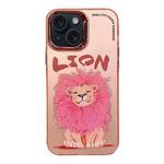 For iPhone 14 Electroplated Lens Ring Cartoon Animal Phone Case(Lion)