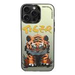 For iPhone 14 Pro Electroplated Lens Ring Cartoon Animal Phone Case(Tiger)