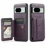 For Google Pixel 8a Fierre Shann Oil Wax Cow Leather Card Holder Back Phone Case(Purple)
