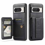 For Google Pixel 8 Pro Fierre Shann Oil Wax Cow Leather Card Holder Back Phone Case(Black)
