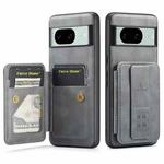 For Google Pixel 8 Fierre Shann Oil Wax Cow Leather Card Holder Back Phone Case(Grey)
