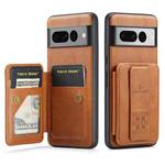 For Google Pixel 7 Pro Fierre Shann Oil Wax Cow Leather Card Holder Back Phone Case(Brown)