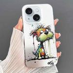 For iPhone 15 Plus Dual-sided IMD Animal Graffiti TPU + PC Phone Case(Melting Green Orange Dog)