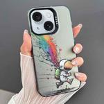 For iPhone 15 Dual-sided IMD Animal Graffiti TPU + PC Phone Case(Running Astronauts)