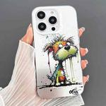 For iPhone 14 Pro Max Dual-sided IMD Animal Graffiti TPU + PC Phone Case(Melting Green Orange Dog)