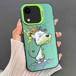 For iPhone XR Dual-sided IMD Animal Graffiti TPU + PC Phone Case(Melting White Green Dog)