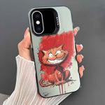 For iPhone XS Max Dual-sided IMD Animal Graffiti TPU + PC Phone Case(Grinning Cat)
