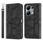 For Xiaomi Redmi Note 13 Pro 4G Life Tree Embossing Pattern Leather Phone Case(Black)