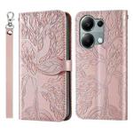 For Xiaomi Redmi Note 13 Pro 4G Life Tree Embossing Pattern Leather Phone Case(Rose Gold)