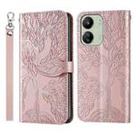 For Xiaomi Redmi 13C 4G / 5G Life Tree Embossing Pattern Leather Phone Case(Rose Gold)