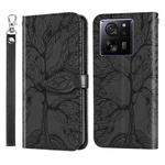 For Xiaomi 13T Life Tree Embossing Pattern Leather Phone Case(Black)