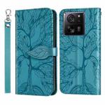 For Xiaomi 13T Life Tree Embossing Pattern Leather Phone Case(Blue)