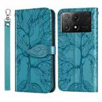 For Xiaomi Poco X6 Pro Life Tree Embossing Pattern Leather Phone Case(Blue)