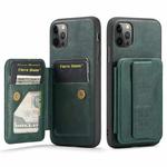 For iPhone 11 Pro Fierre Shann Oil Wax Cow Leather Card Holder Back Phone Case(Green)