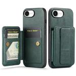 For iPhone 16e Fierre Shann Oil Wax Cow Leather Card Holder Back Phone Case(Green)