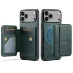 For iPhone 17 Pro Max Fierre Shann Oil Wax Cow Leather Card Holder Back Phone Case(Green)