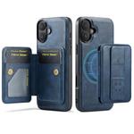 For iPhone 17 Fierre Shann Oil Wax Cow Leather Card Holder Back Phone Case(Blue)
